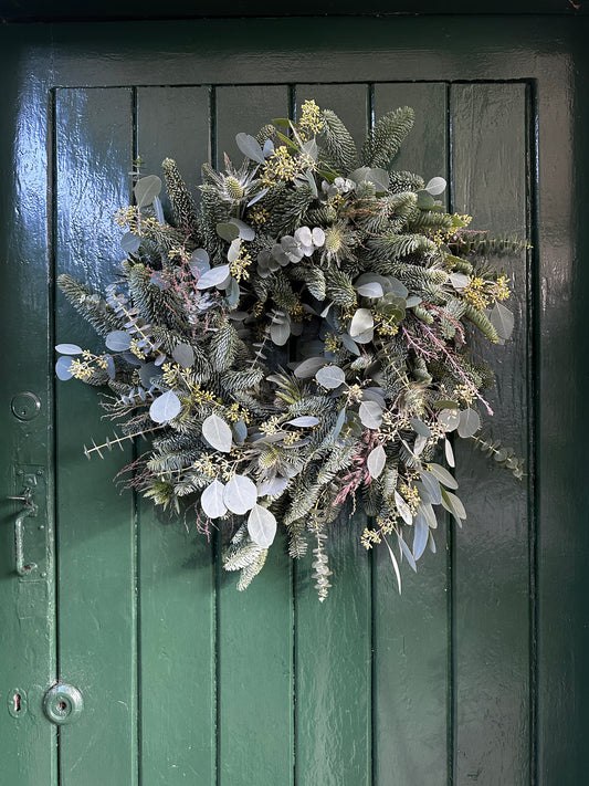 Handmade Fresh Christmas Wreath - Silver Bells